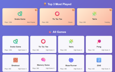 Browser Games Hub Screenshot
